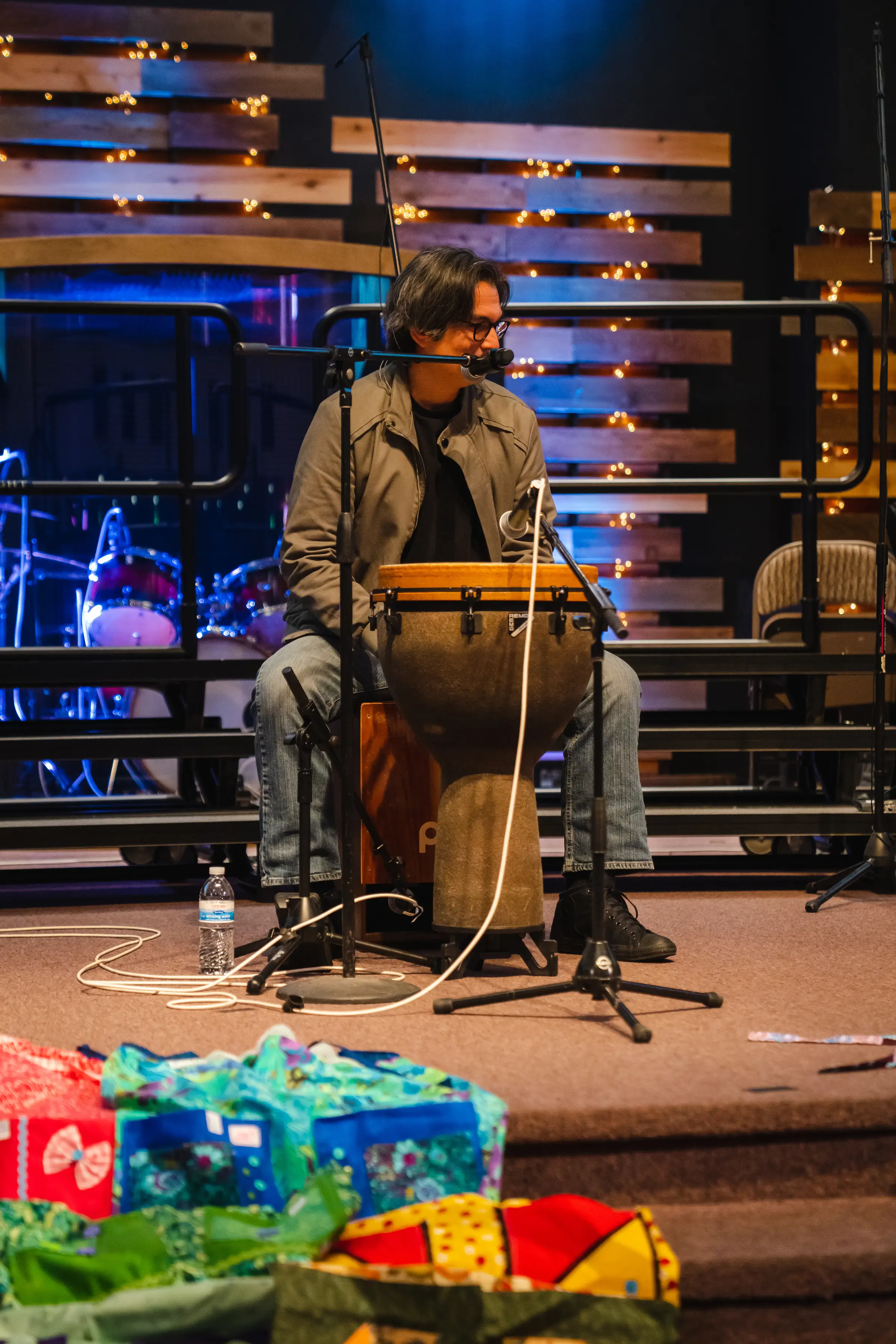 Guitarist playing during worship at Grace Point Fellowship Yucaipa CA